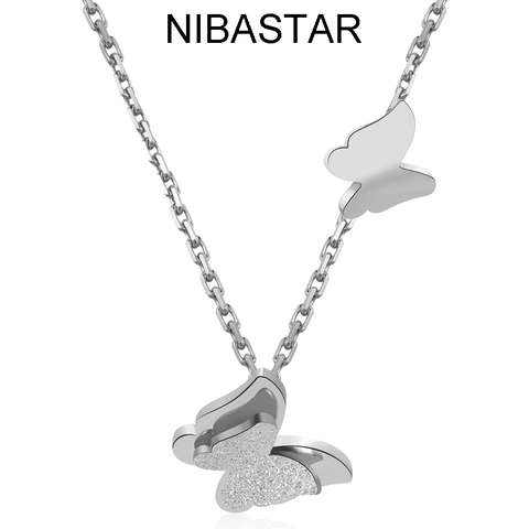 Collier en acier inoxydable pour femmes, Design papillon à la mode, bijoux pour fête, accessoires pour cadeaux ► Photo 1/1