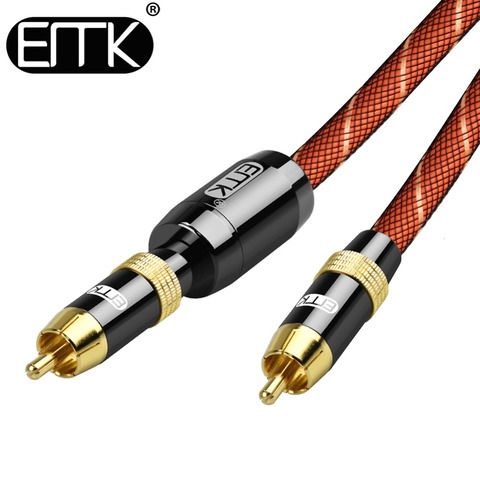 EMK RCA à RCA mâle à mâle câble Coaxial numérique câble Audio stéréo OD8.0 tressé 3 m 5 m 10 m câble vidéo RCA pour amplificateur de télévision ► Photo 1/6