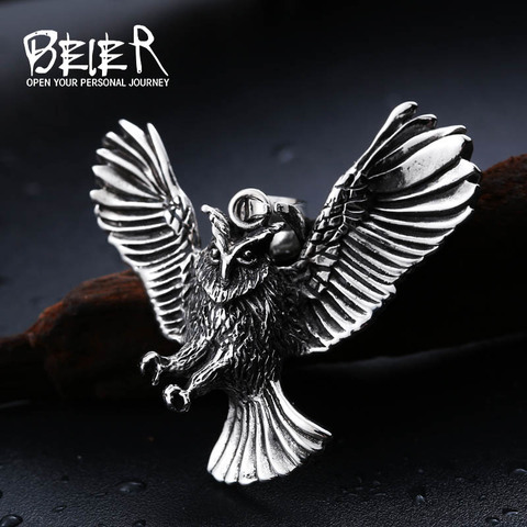 Beier 316L acier inoxydable pendentif collier hibou pendentif animal bijoux LLBP8-189P ► Photo 1/6