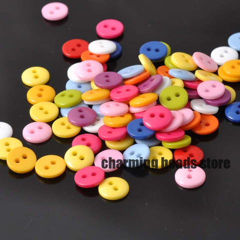 11 couleurs mélangées boutons de couture en résine ronde pour Scrapbooking artisanat accessoires de mode 100 pièces 9mm YKL0060x ► Photo 1/6