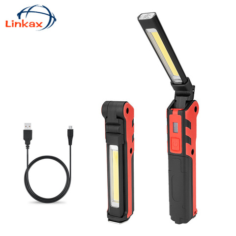 Lampe de poche LED COB Rechargeable par USB, torche de travail, pour la réparation de voitures, pliable, à gradation continue ► Photo 1/6