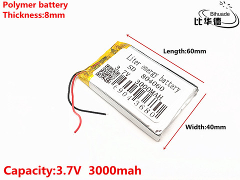 3.7 V 3000 mAH 804060 polymère lithium ion/Li-ion batterie Rechargeable pour DVR, GPS, mp3, mp4 ► Photo 1/5