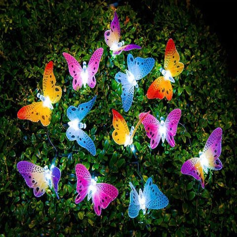 12/20 Led solaire alimenté papillon Fiber optique fée chaîne lumières étanche noël extérieur jardin vacances décoration lumières ► Photo 1/6