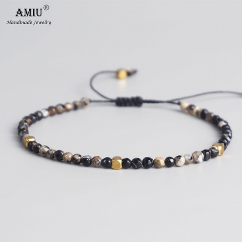 AMIU – Bracelet en pierre naturelle tibétaine pour hommes et femmes, perles de 3mm, en cristal extensible, perles de Yoga Chakra ► Photo 1/6