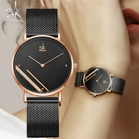 SK – montre à Quartz Ultra fine pour femmes, marque de luxe, en acier, pour dames ► Photo 1/6