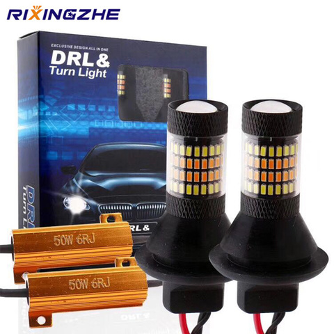 DRL p21w py21w T20 7440 96LED Bau15s ba15s 1156 Canbus DRL feux de fonctionnement & clignotant double Mode DRL LED feux externes ► Photo 1/6