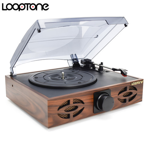 LoopTone Classique 33/45/78 rpm Ceinture-Disque Gramophone Lecteur Phono Pour Vinyle LP Record 2 Intégré haut-parleurs PC Lien RCA Line-out ► Photo 1/1