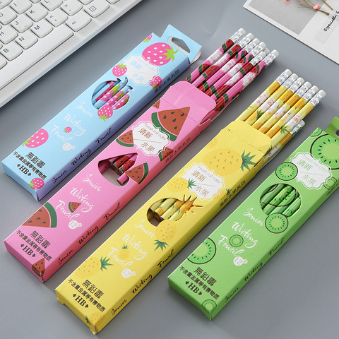 Crayon HB en bois Fruit mignon pastèque aux fraises, crayon de dessin Standard en bois, fournitures de bureau scolaire pour enfants 12 pièces/lot ► Photo 1/6