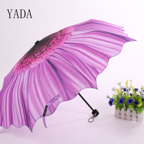 YADA-parapluie pliant coupe-vent jaune et violet pour femmes, de haute qualité, pour la pluie et le vent, YS011 ► Photo 1/6