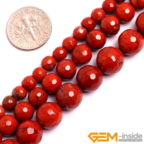 6mm 8mm 10mm perles de Jaspers rouges à facettes rondes perles de pierre naturelle bricolage perles en vrac pour la fabrication de bijoux brin 15 pouces en gros! ► Photo 1/6