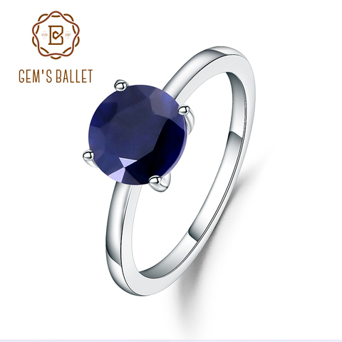 Gem's bague de fiançailles de mariage pour femmes, en argent Sterling 925, saphir bleu naturel, 2,57 ct, pierre précieuse, Solitaire, bijou fin pour femmes ► Photo 1/6