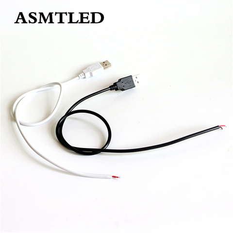 Bande lumineuse LED couleur blanc/noir, 50/100CM de long, câble de connexion USB 2 broches rouge/noir, 1 pièce ► Photo 1/6