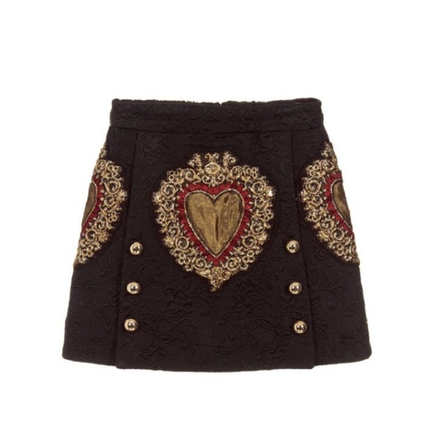 Jupe trapèze noire Vintage brodée de cœurs pour femmes, vêtements de fête, Mini, Double boutonnage, nouvelle collection été 2022 ► Photo 1/4