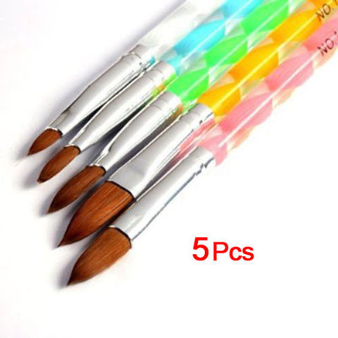 5 pièces Nail Art brosse outils ensemble acrylique UV Gel constructeur peinture dessin pinceaux stylos cuticule poussoir outil coloré ► Photo 1/4