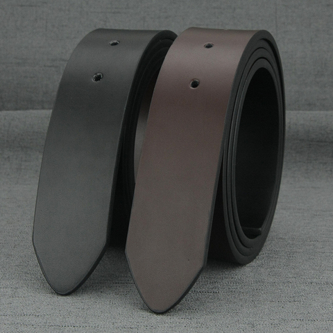 Ceinture en cuir véritable pour hommes, de haute qualité, sans boucle, mode, 3.7cm de large, en peau de vache noire, café décontracté ► Photo 1/6