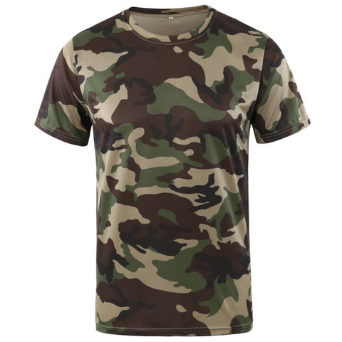 T-Shirt imprimé de camouflage pour hommes, habit d'été à séchage rapide, tee tops de fitness, thème de combat tactique militaire, adapté pour l’été et le plein air ► Photo 1/6