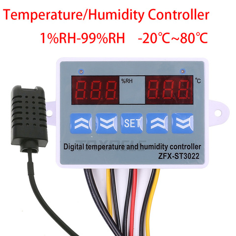 Régulateur d'humidité de la température numérique régulateur Thermostat Hygrostat thermomètre hygromètre contrôle avec capteurs d'humidité 220V ► Photo 1/6