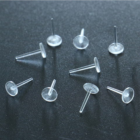 Boucles d'oreilles plates, matériel transparent respectueux de l'environnement, 6x11MM, plateau en pierre gemme, 50pcs ► Photo 1/4