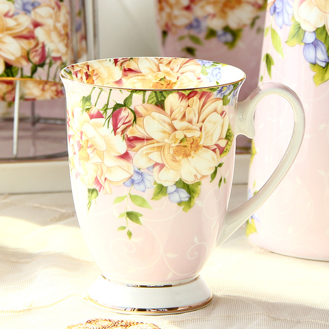 Tasse à café en porcelaine, tasse en céramique, tazas café peinture florale, tasse à thé créative en céramique, présent, cérémonie du thé vintage, 300ML ► Photo 1/6