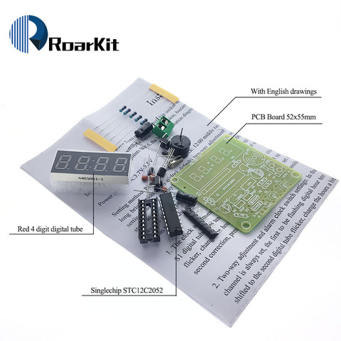 Ensemble de Production d'horloge électronique C51, affichage numérique LED 4 Bits, Kit de bricolage, 0.56 pouces, deux alarmes rouges ► Photo 1/6