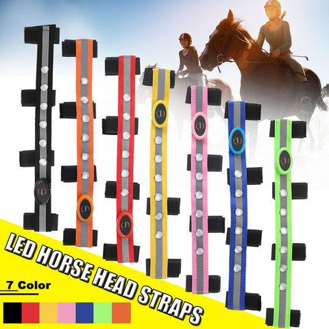 LED cheval tête sangles nuit Visible Paardensport Equitation multicolore en option cheval plastron décoration équitation bande ► Photo 1/1