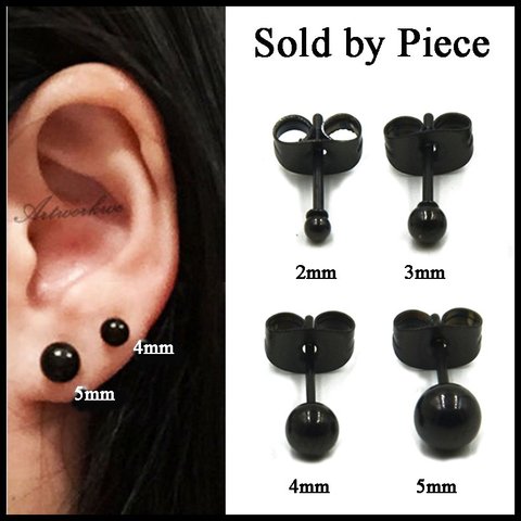 1PC 316l acier chirurgical mignon noir perle boule oreille goujon Tragus Piercing oreille supérieure boucles d'oreilles 2mm & 3mm & 4mm & 5mm charme femmes bijoux ► Photo 1/3