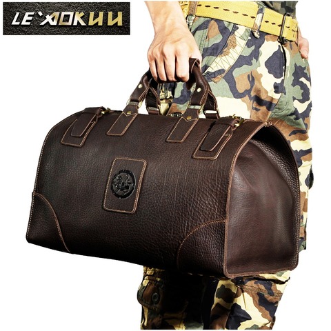 Sac bagage en cuir pour hommes, style style style style style cheval, grande capacité rétro, sac à bandoulière, valise, fourre-tout, tendance 8151 ► Photo 1/2