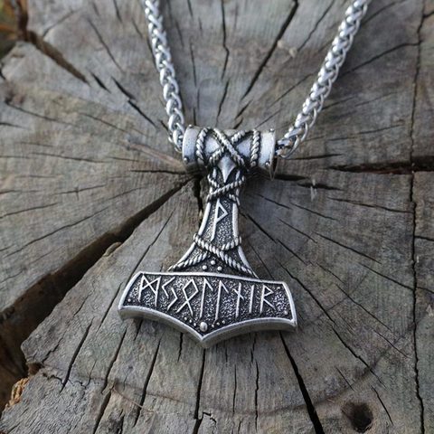 Lanseis – pendentif marteau de Thor 1 pièce, collier viking pour hommes, énorme amulette de Thor Mjolnir, pendentif scandinave nordique ► Photo 1/6