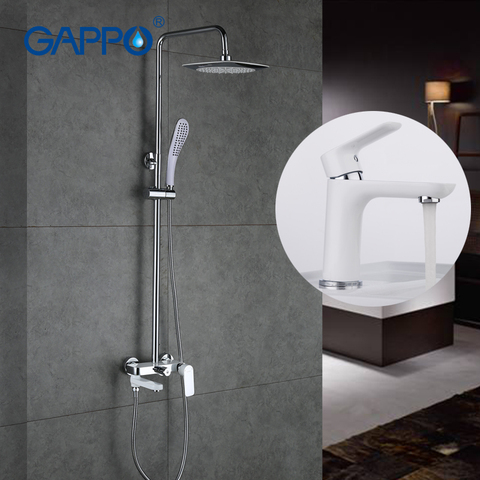 GAPPO – robinet de douche chromé, support mural, pulvérisateur à main, ensemble de douche de salle de bain, robinet de lavabo à miroir peint blanc G2448 + G1048 ► Photo 1/6