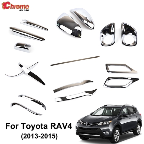 Couvercle de rétroviseur de porte latérale | Pour Toyota RAV4 2013 2014 2015, Chrome avant arrière antibrouillard, accessoires de décoration de la bande de garniture de voiture ► Photo 1/6