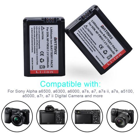 Batterie Batmax NP-FW50 FW50 NPFW50 fw50, pour Sony Alpha 7 7R II 7 S a7S a7R II a5000 NEX-7 SLT-A37 DSC-RX10 RX10 II III 7SM2 ► Photo 1/6