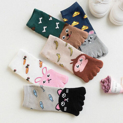 Chaussettes en coton à cinq doigts pour enfants, confortables, de haute qualité, antidérapantes, à la mode, mignonnes, à orteils d'animaux, offre spéciale ► Photo 1/6