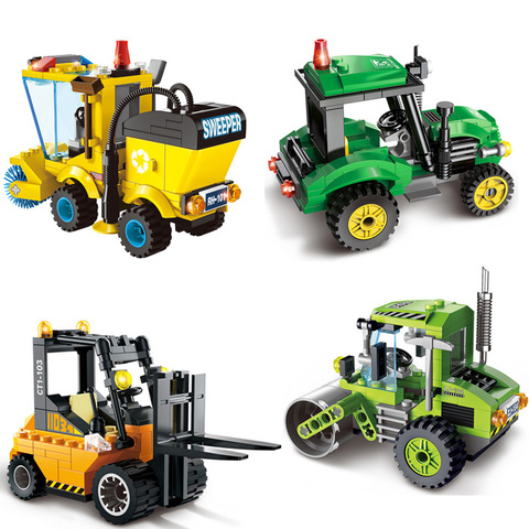 Bloc de Construction pour enfants Compatible avec différents styles de Construction urbaine, rouleau routier, camion, balayeuse, jouets pour enfants ► Photo 1/6