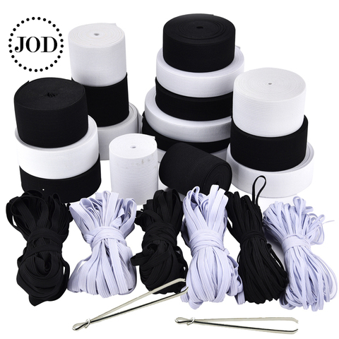 Bande de caoutchouc élastique en Nylon souple, blanc et noir, largeur de 5M: 3-60mm, pour vêtements, ruban, accessoires de vêtements, sous-vêtements, JOD ► Photo 1/6