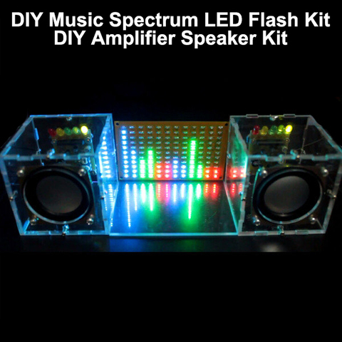 Avec boîtier bricolage musique spectre LED Kit Flash + bricolage amplificateur haut-parleur Kit acrylique étui livraison gratuite ► Photo 1/6