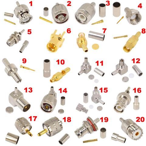 Connecteur 5 pièces RF Coaxial mâle femelle sertissage BNC TNC N F TV TS9 MCX MMCX mâle femelle pour câble ► Photo 1/6