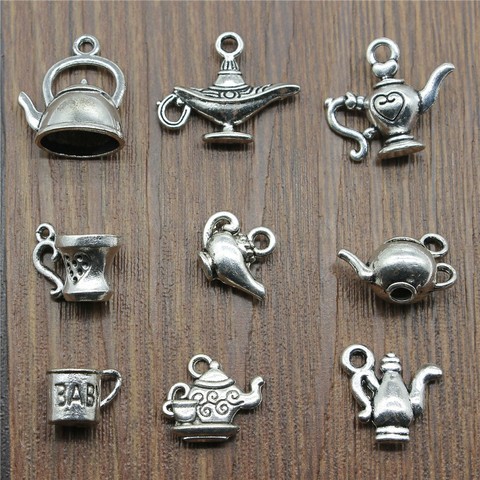 10 pièces Antique argent couleur 3D bouilloire pendentifs à breloque bijoux accessoires 3D Flagon breloques 3D théière breloques ► Photo 1/1