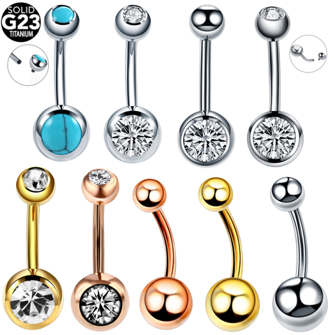 1PC G23 titane cristal gemme courbe haltères anneaux Nombril Nombril anneaux Piercing Nombril Ombligo Piercing bijoux de charme ► Photo 1/6