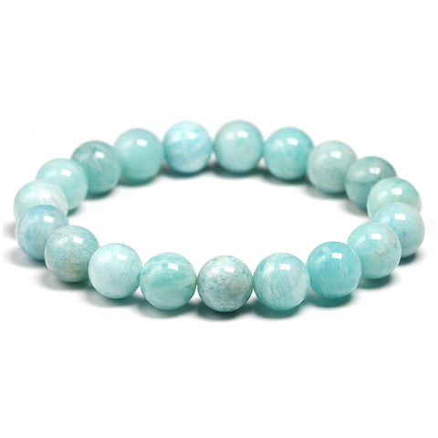 Bracelets à perles en Amazonite naturelle AAA, bijou en pierres précieuses, cadeau de noël, pour femmes et hommes, porte-bonheur, collection livraison directe ► Photo 1/6