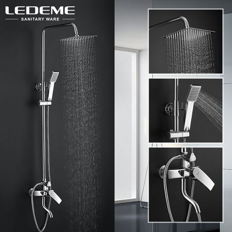 LEDEME – ensemble de douche pour salle de bain, tuyau de sortie chromé, douche de bain, Surface du robinet en alliage de Zinc, robinets intérieurs, 3 pièces tête L2443 ► Photo 1/6