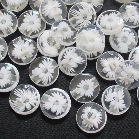 Lots de 50 pièces | Fleur de couleur blanche, boutons plastique à coudre/appliques/artisanat 12mm ► Photo 1/1