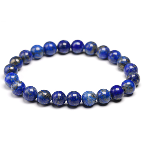 Bracelet en pierre naturelle Lapis-Lazuli pour hommes, perles en pierre bleue, Bracelet extensible, Yoga, pour couples, cadeau, Bracelets pour femme ► Photo 1/6