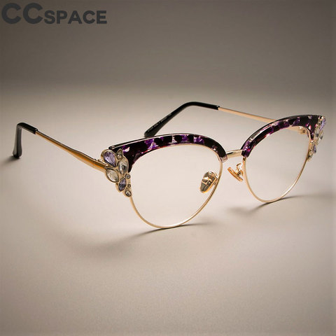 45120 optique de luxe chat yeux lunettes cadres femmes brillant strass lunettes lunettes ► Photo 1/6