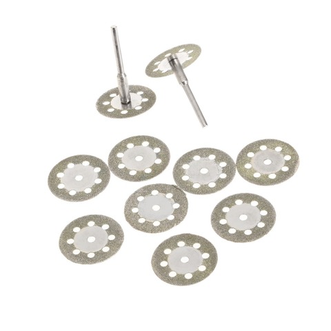 DRELD 10 pièces 25mm Dremel accessoires diamant meule circulaire lame de scie diamant disque de coupe pour outil rotatif + 2 pièces mandrin ► Photo 1/6