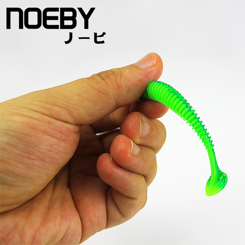 NOEBY 5 pcs/lot Doux Leurre 87.5mm/5g T-Queue leurres de Pêche Ver Doux Swimbait Gabarit Tête lumineux Paddle Queue Vers Blancs Doux Pêche À la Mouche ► Photo 1/5