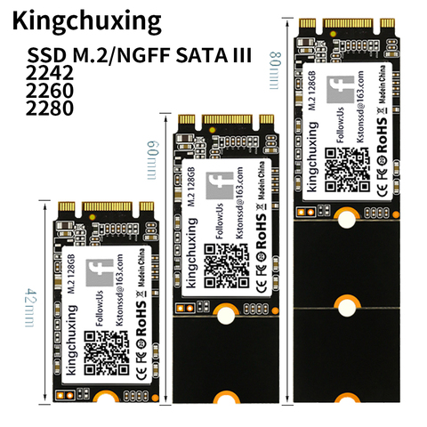Kingchuxing ssd m2 sata M.2 NGFF SSD 512gb 2242 2260 2280 disque dur disque 1 to 128gb 256gb pour les ordinateurs portables disque ssd de bureau ► Photo 1/6