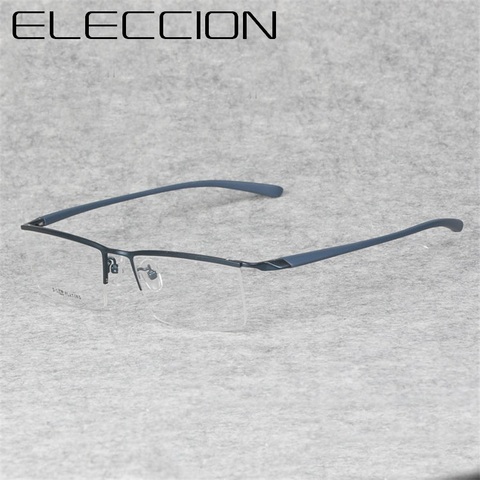 ELECCION-lunettes en titane avec demi-monture, haute qualité, pour hommes, pour myopie, sur Prescription optique, monture lunettes ► Photo 1/6