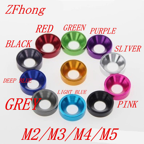 10 pièces M2 M2.5 M3 M4 M5 M6 aluminium coloré anodisé tête fraisée rondelles joint rouge/gris/or/bleu profond/noir/rose ► Photo 1/1