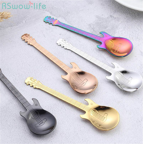 Cuillère de guitare en acier inoxydable, cadeau créatif, cuillère à café, Bar à glace, musique, cuillère de Bar, cadeaux de fête pour les invités ► Photo 1/1