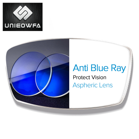 Lunettes Anti lumière bleue, résine CR-39 1.56 1.61 1.67, Prescription, lentille pour myopie optique et hypermétropie, lentille claire et transparente ► Photo 1/6